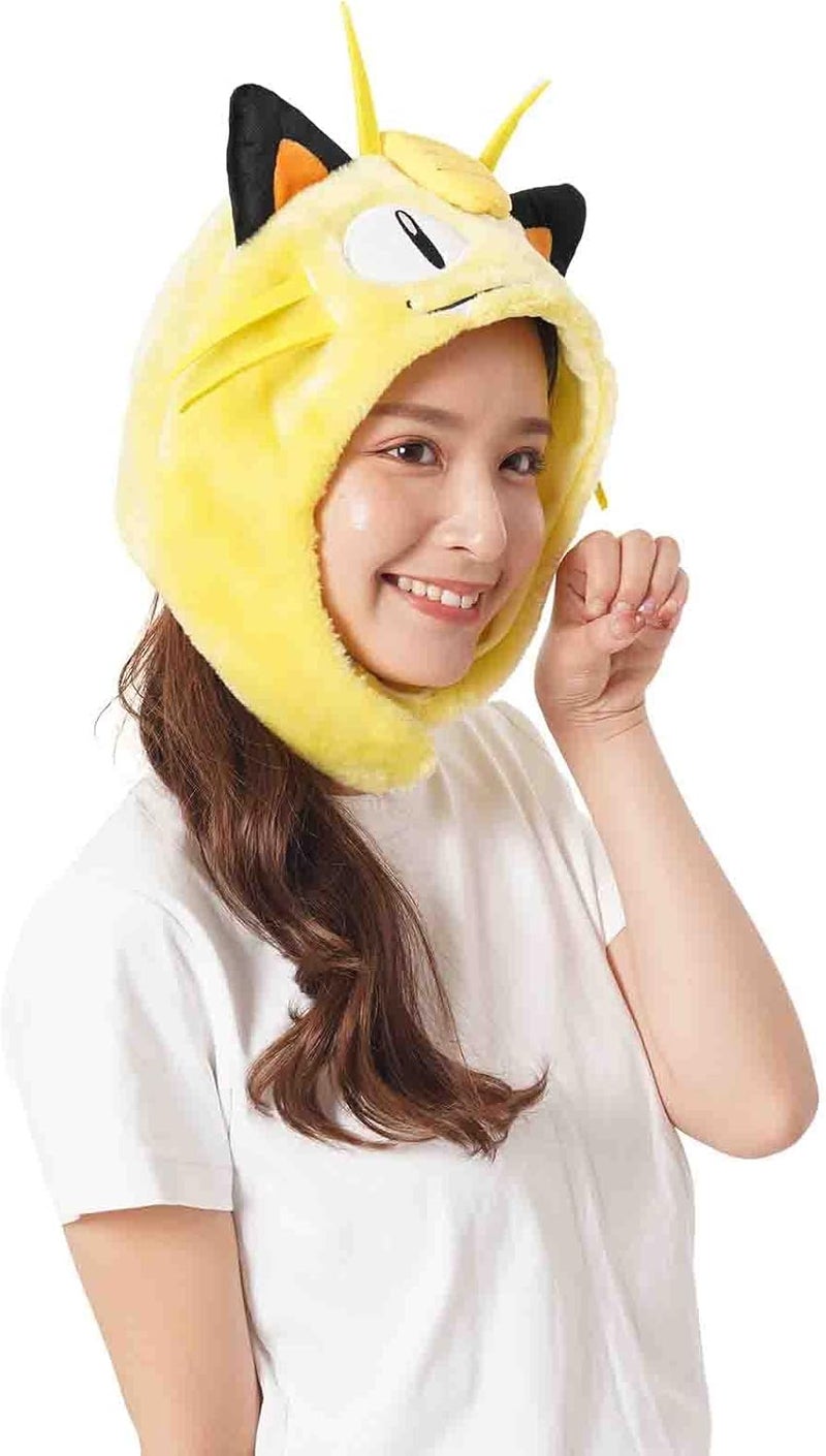 SAZAC Cozy, Warm Meowth Kigurumi Hat with Ear Flaps Pokemon Beanie for Adults, Luxurious Novelty Hat for Halloween & Cosplay - Premium Anime Cap - Image 4